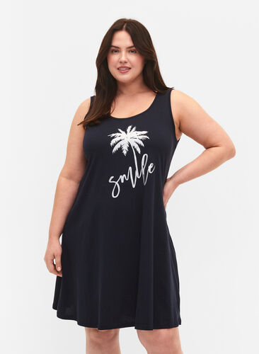 Ermeløs kjole i bomull med A-form, Night Sky W. Smile, Model image number 0