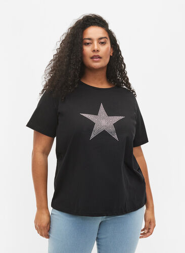 T-skjorter med nagler i økologisk bomull, Black Star , Model image number 0