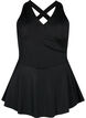 Badekjole med kryss på ryggen og skjørt, Black, Packshot image number 0
