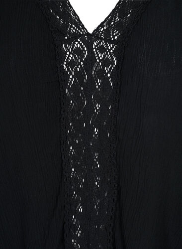 Strandkjole i viskose med blondedetaljer, Black, Packshot image number 2