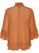 Bluse med b&aring;ndknyting og volangdetaljer, Brun, Packshot image number 1
