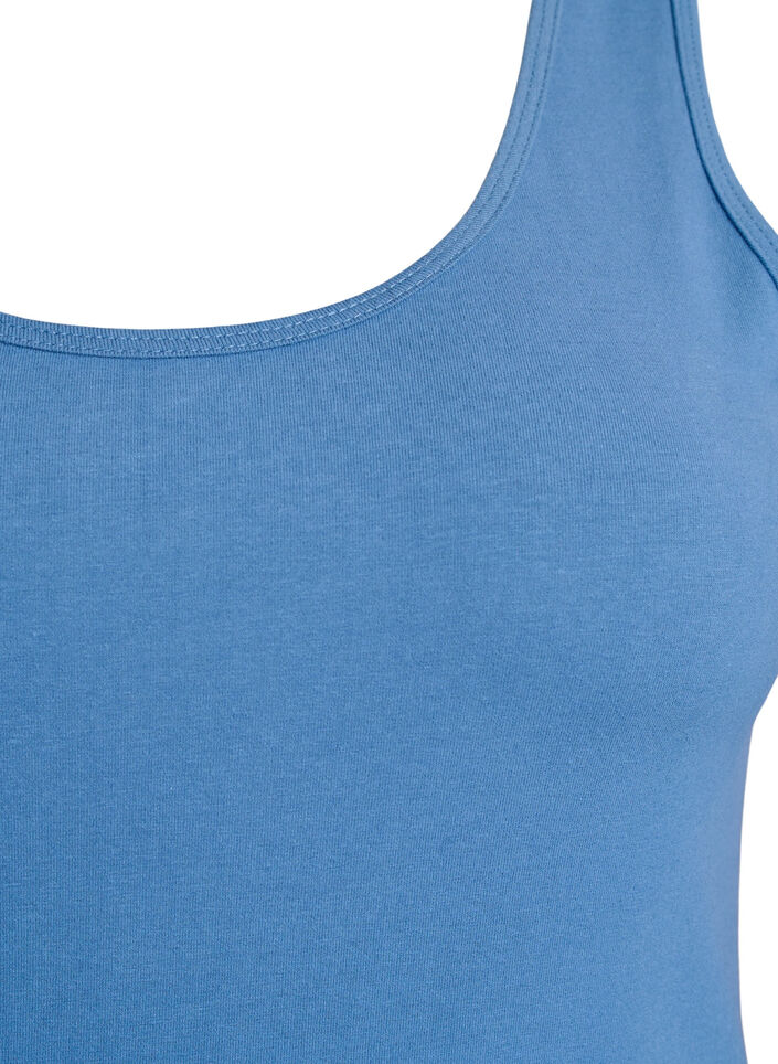 Ensfarget basic topp i bomull, Blå, Packshot image number 2