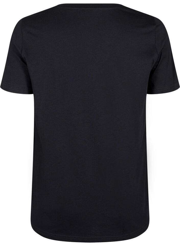 T-skjorte i bomull med trykk, Black w. Silverlion, Packshot image number 1