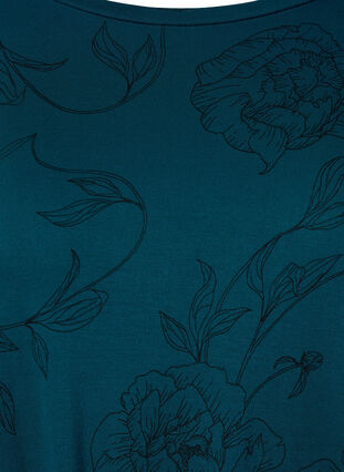 Mønstrete nattkjole i viskose, Deep Teal Flower, Packshot image number 2