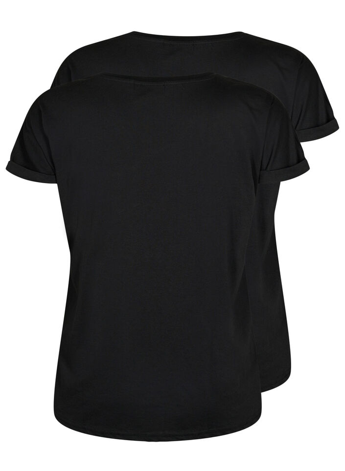 Kortermet T-skjorte, 2 stk., Svart, Packshot image number 1