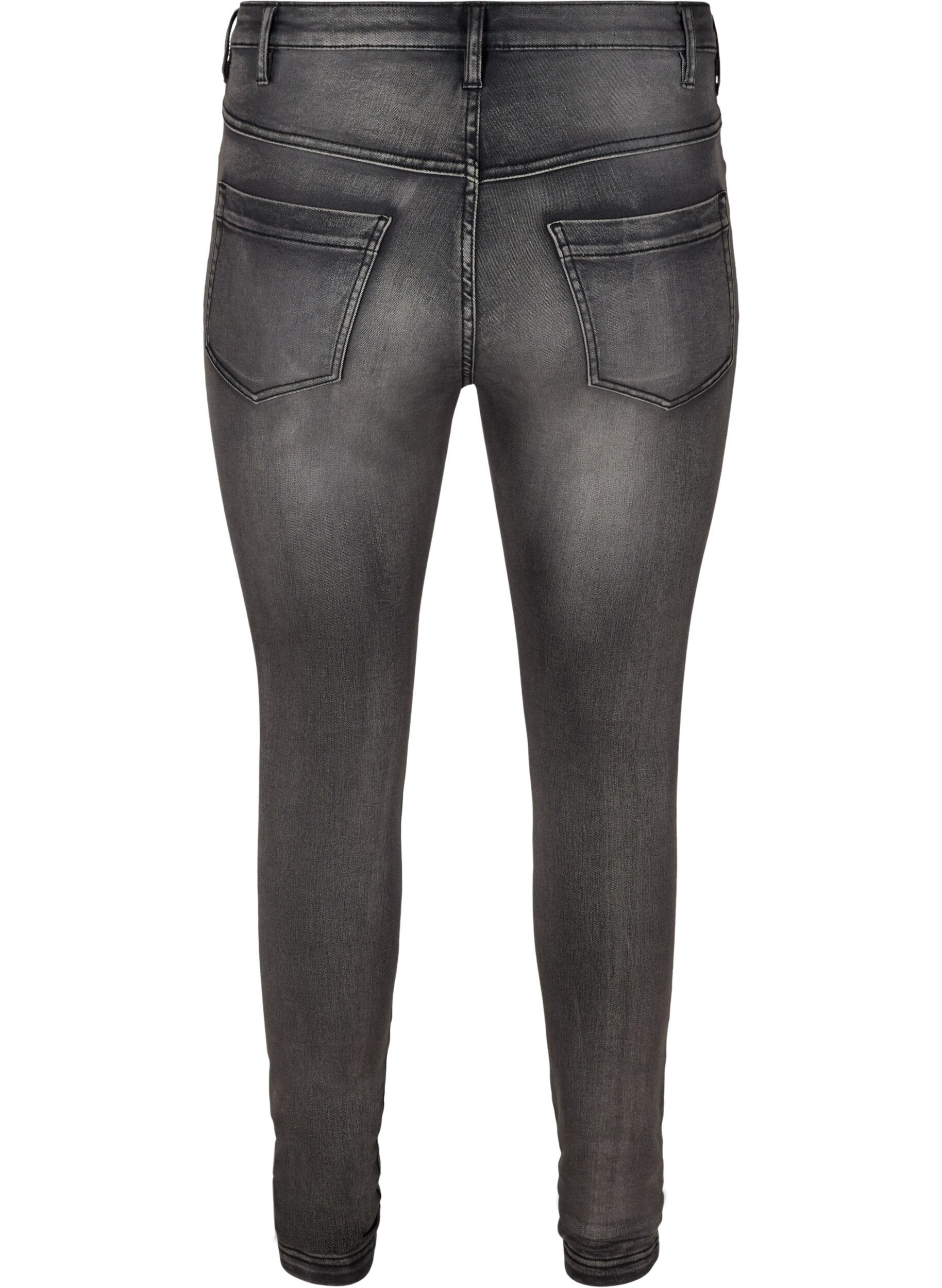 ZizziSuper slim Amy jeans med h&oslash;yt liv, Dark Grey Denim, Packshot image number 1