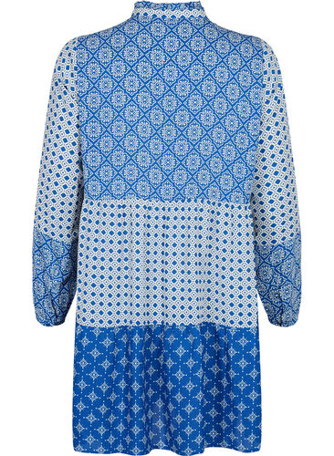 A-formet kjole med mønster og cutlines, Blue AOP, Packshot image number 1