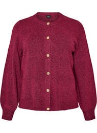 Cardigan i myk strikk med gullfargede knapper, Rosa