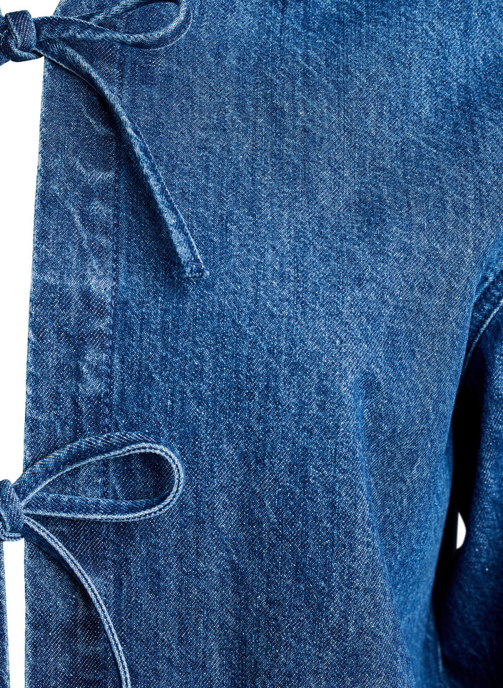 Denimjakke med knytelukking og lommer, Blue Denim, Packshot image number 2