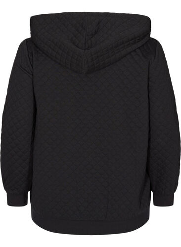 Hettegenser med quiltet mønster, Black, Packshot image number 1
