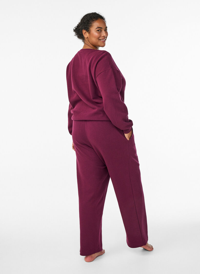Joggebukser med lommer, M&oslash;rk Bordeaux, Model image number 1