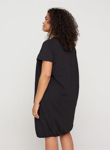 Kortermet kjole i bomull, Black, Model image number 1