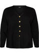 Finstrikket cardigan med dekorative knapper, Svart, Packshot image number 0