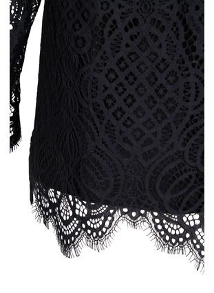 Langermet blondebluse med V-hals, Black, Packshot image number 3