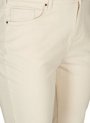 Cropped Mille mom jeans med rå kanter, Ecru, Packshot image number 2