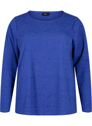 Langermet bluse med tekstur, Deep Ultramarine