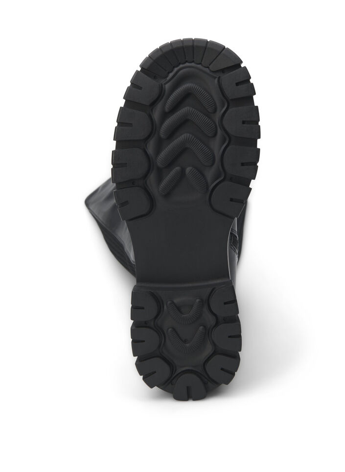 Wide fit - Høye boots med strikk og glidelås, Black, Packshot