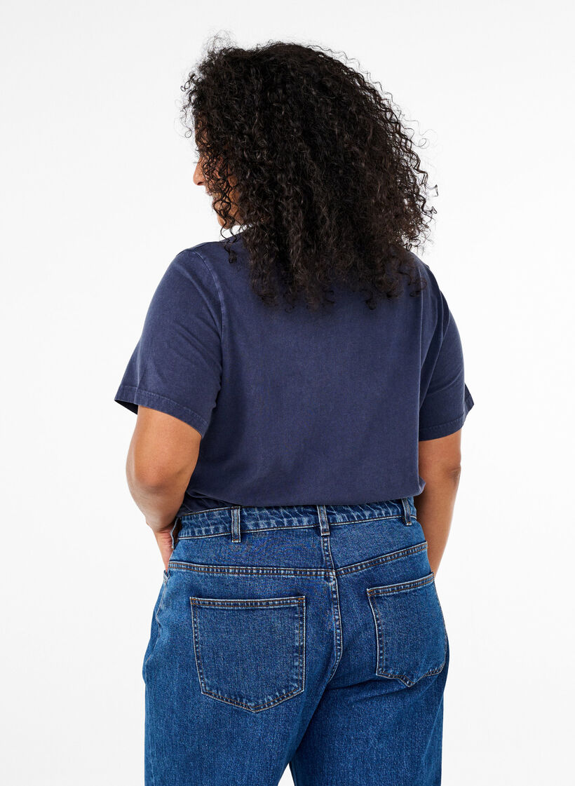 T-skjorte med maljer og trykk, Navy Washed , Model image number 1