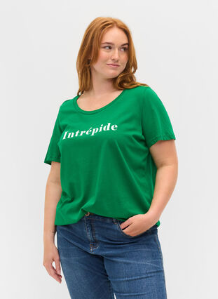 T-skjorte i bomull med tekst på brystet, Jolly Green, Model image number 0