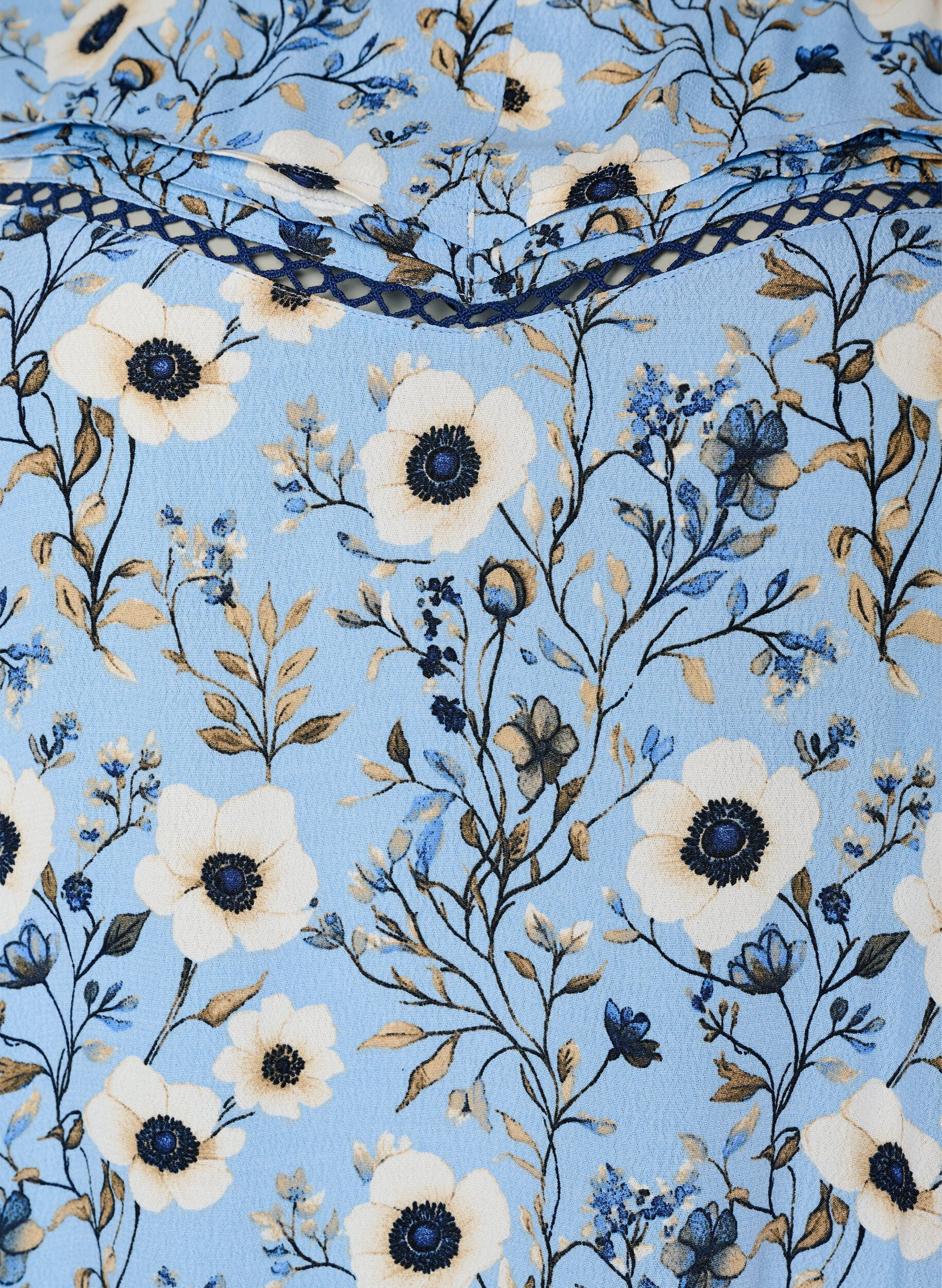 ZizziBluse med blomstertrykk og korte ermer, Bl&aring;, Packshot image number 2