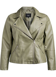 Imitert skinn bikerjakke, Deep Lichen Green