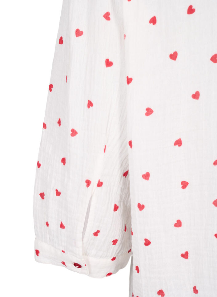 Skjortebluse med 3/4 ermer, Hvit, Packshot image number 3