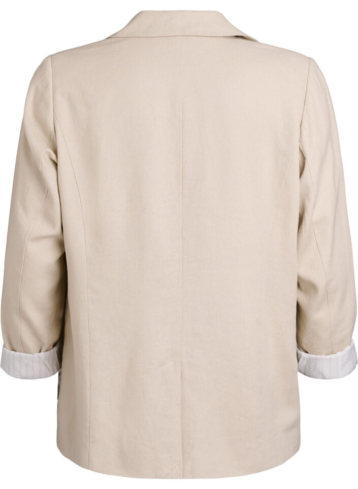 Blazer i lin og viskose med slag og lommer, Beige, Packshot image number 1
