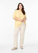 Strikket bluse med korte ermer, Gul, Model image number 1