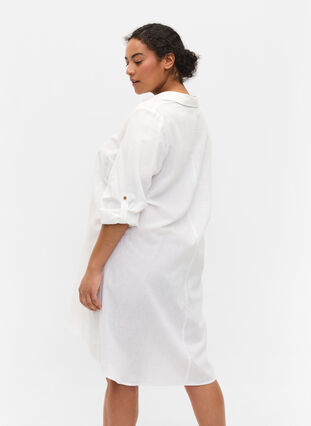 Kjole med V-hals og krage, White, Model image number 1