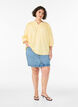 Bluse med smock og 3/4 ermer, Gul, Model image number 1