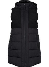 Lang vest med hette og glidelås, Black
