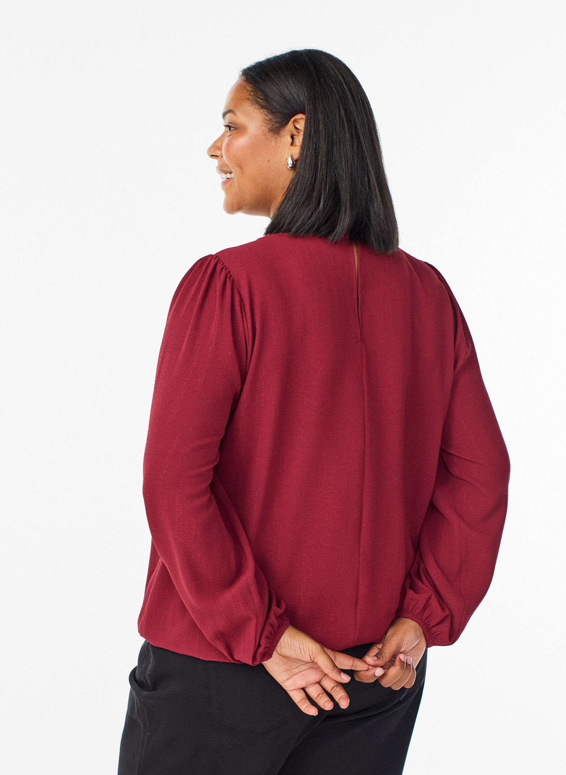 ZizziBluse med glitter, M&oslash;rk Bordeaux, Model image number 2