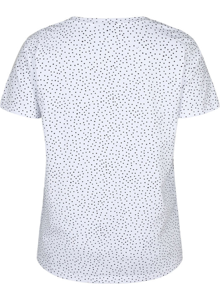 T-skjorte i bomull med striper og v-hals, B.White/Black Dot, Packshot image number 1