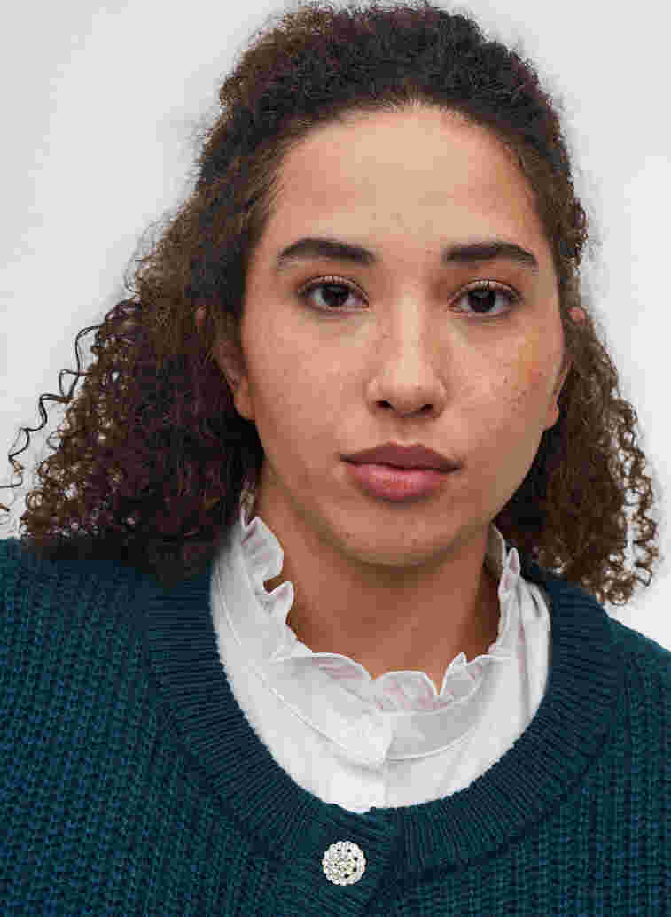 Løs skjortekrage med volangkant, Bright White, Model