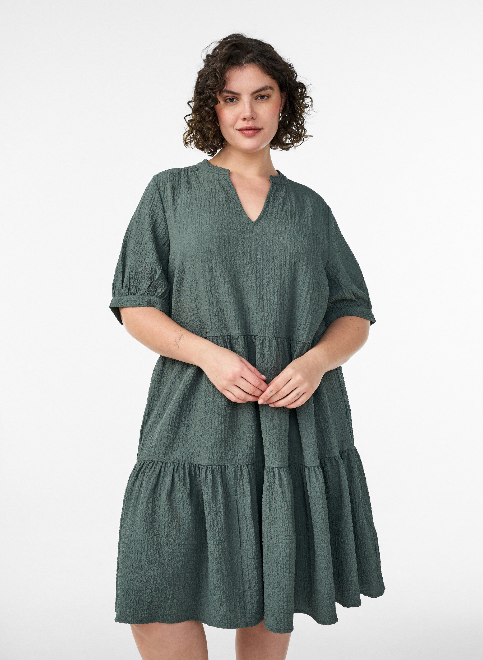 Kort A-linje kjole, Gr&oslash;nn, Model