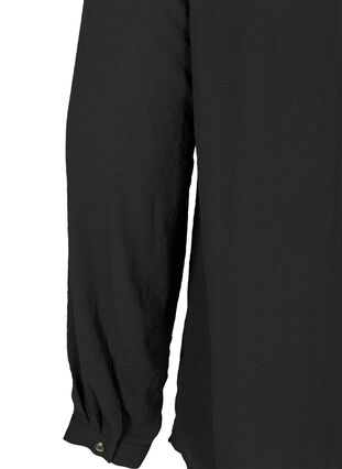 Skjortebluse med V-hals og knapper, Black, Packshot image number 3