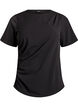 Kortermet bluse med rynking og asymmetrisk fold, Svart, Packshot image number 0