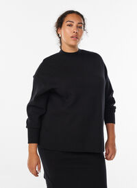 Strikkebluse med høy hals, Svart Strikkebluse med høy hals, Svart, Model