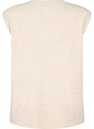 Zizzi Strikket vest med ribbestrikkede kanter, Beige, Packshot image number 1