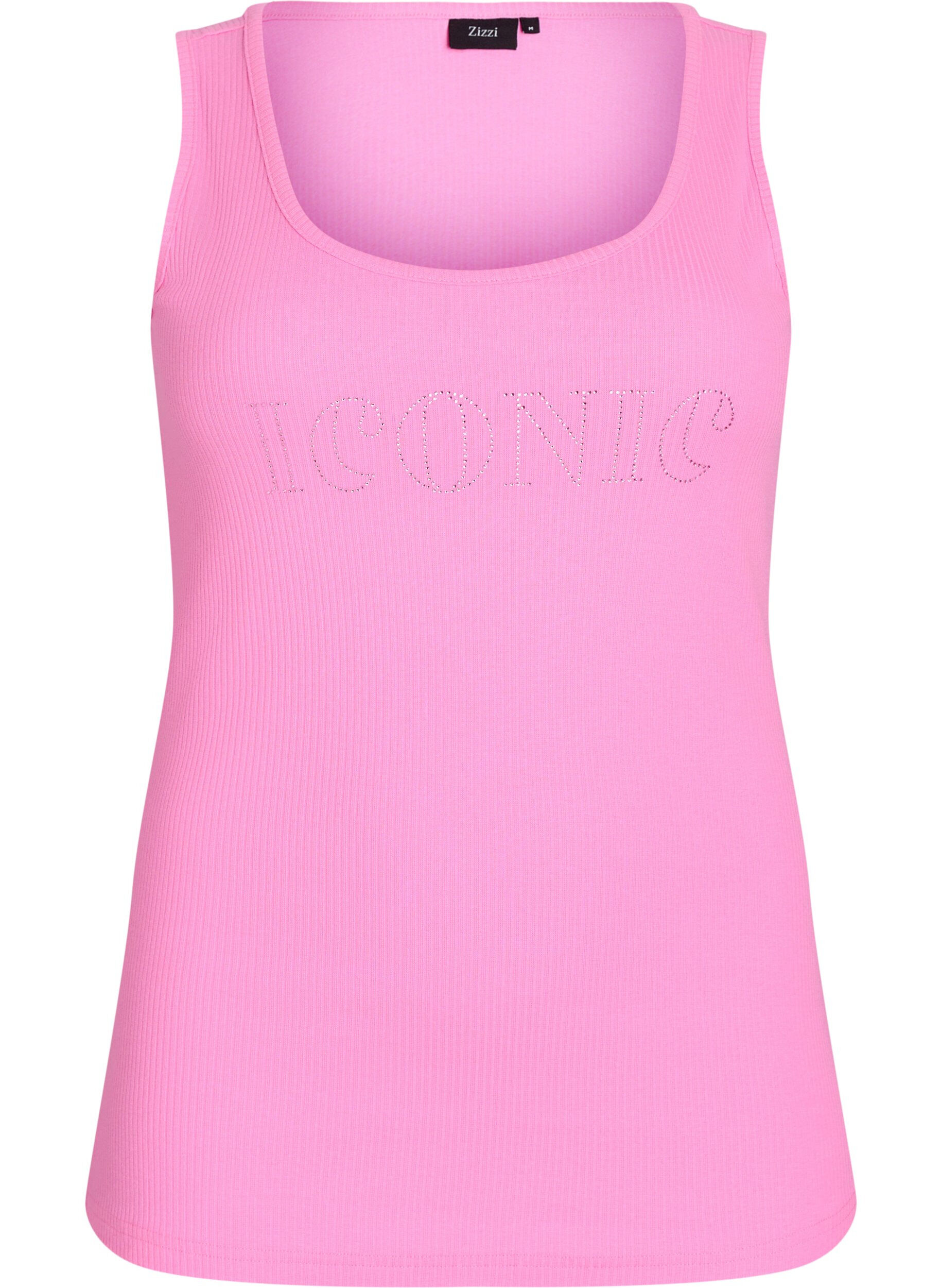 Zizzi Singlet med strass og smal passform, Rosa, Packshot image number 0