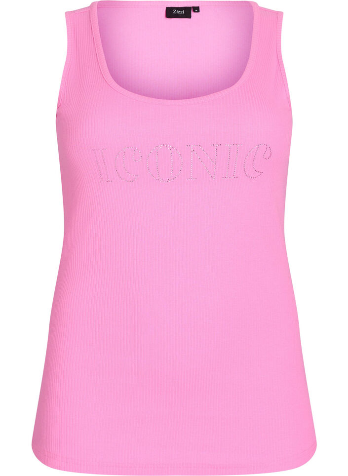 Singlet med strass og smal passform, Rosa, Packshot image number 0