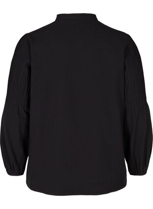 Langermet bluse i bomull, Black, Packshot image number 1