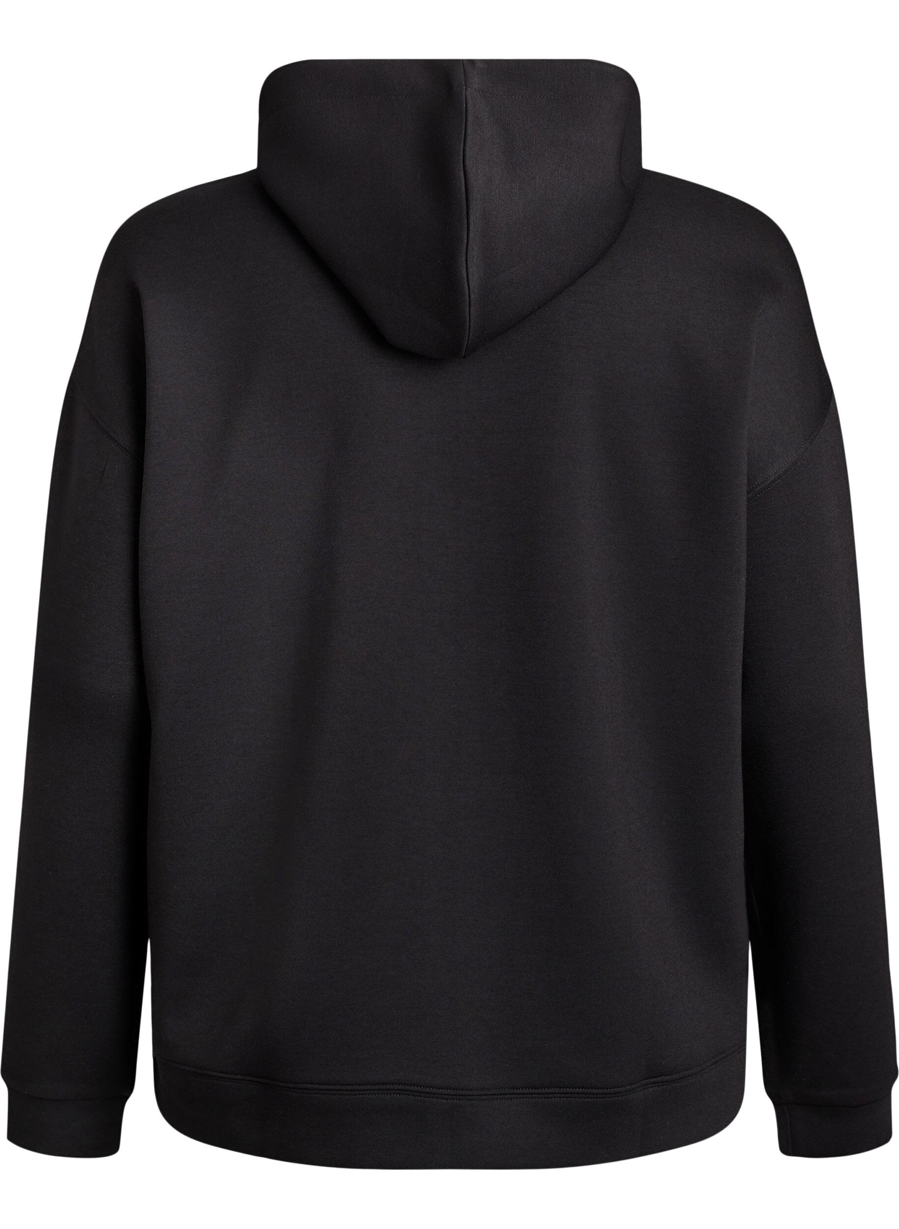 Zizzi Scuba hettegenser med glidel&aring;s og lommer, Svart, Packshot image number 1