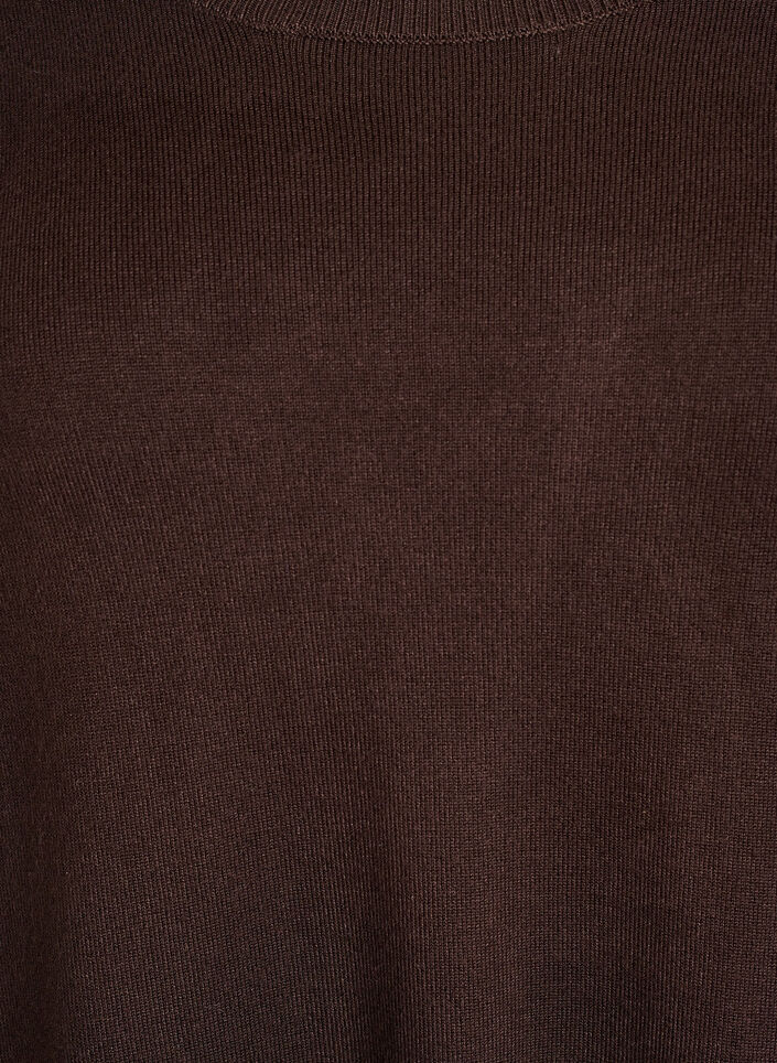 Strikkebluse med knapper i sidene, Brun, Packshot image number 2