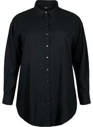 Lang skjorte i lin-viskoseblanding, Black