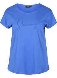 Løs T-skjorte i bomull med korte ermer, Dazzling Blue SUNNY