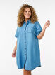 Denim skjortekjole med korte ermer, Bl&aring;, Model image number 0