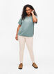 Melange Bluse med korte ermer, Chinois Green Mel., Model image number 2
