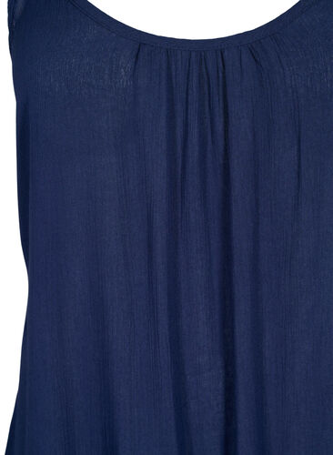 Ensfarget kjole i viskose med stropper, Navy Blazer, Packshot image number 2