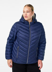 Lettvektsjakke med hette, Blå Lettvektsjakke med hette, Blå, Model